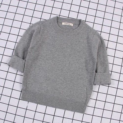 New Baby Boys Girls Sweater Kids Pullover Solid Color Cotton